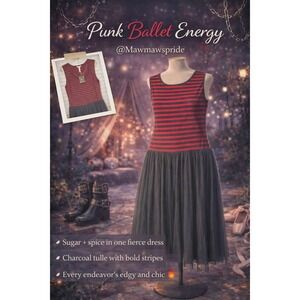 NWTMatilda Jane Women XL Striped Tulle Punk Ballet Energy Dress Red  fairycore